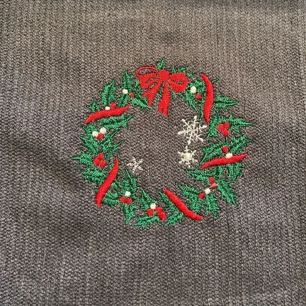 Set of (2) Christmas Cotton Kitchen Bar-mop White & Gray Towels Wreath Cardinal